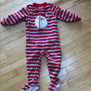 NWOT Carter's Red and Gray Striped Santa Footie